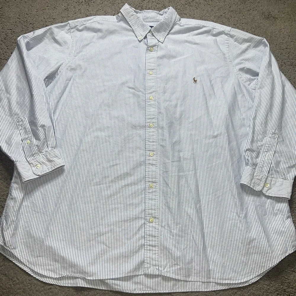Men's 3XB Polo Ralph Lauren Shirt Plaid Blue Button Down Preppy Long Sleeve